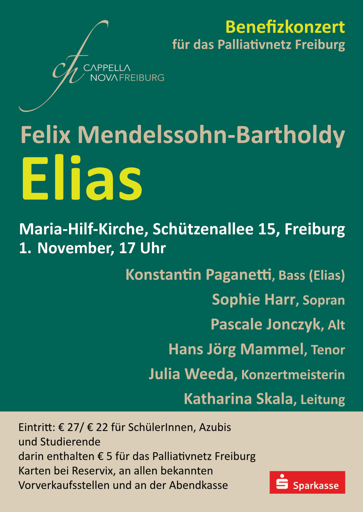 Werbung für ein Benefizkonzert am 1. November 2025 um 17 Uhr