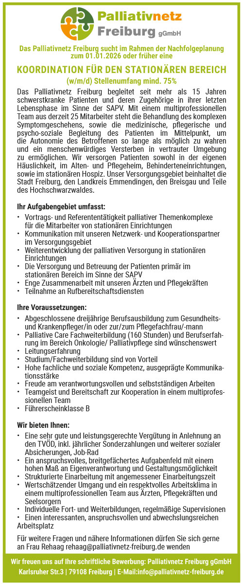 Stellenanzeige Koordination